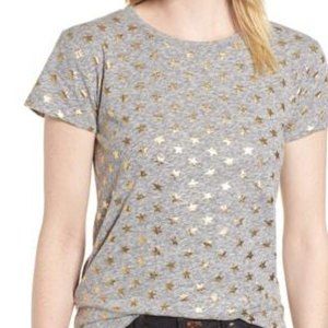 J.Crew Metallic Gold Star Tee in Gray Heather XS